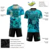 صبغة مخصصة صبغة Teal-Black Sublication Soccer Jersey