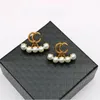 20style Classic 18k Gold Gold Plaxed 925 Silver Five Stars Designer di marchi di lusso Double Letters G Stud Ghometric Famous Women Crystal Rhinestone Pearl Earring