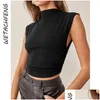 Dames t-shirt dames t shirts turtleneck mouwloze ruches zwart y crop tops vrouwen zomer y2k streetwear tanktop magere dame kleder dhswj