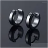 Hoop Huggie Earrings Black Stripe Stainless Steel For Women Men Punk Drop Earring Jewelry Statement Delivery Otgce