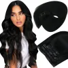 Extensions Clip Vesunny dans les cheveux Extensions Clip noir dans les cheveux humains Extensions Jet Black Pure Couleur Real Hair 1224inch Full Lenght