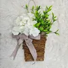 Flores decorativas de portas cesta grinaldas creme hidrangea corajas artificiais Falsa Floral verão elegante chique bem -vindo