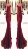 Wino Red Burgundy Dress Sukienka koronkowa syrena aplikacji Offthushoulder Evening Sukienki 2019 Vestido de Festa Cears Cearów Long Pro9571718