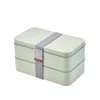 Dinware Dubbele laag tarwe Straw Lunch Box For Kids Eco-vriendelijke kantoor Bento Boxes draagbare reiscontainer