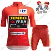 Jersey de ciclismo Define crianças jumbo visma trilogia Conjunto Itália França Espanha Tour Garotos Cloths Rous