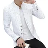 Mens Printed Small Suit Male Korean Version of The Self-cultivation Stand-up Collar Chinese Tunic Casual Suit Thin Jacket Youth 240329