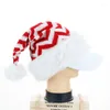 Party Decoration Christmas Hat Red Snowflake Stripes Adult Woolen Knitted Plush Big Ball Striped For Holiday Decor