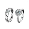 Cluster Rings Diamond Couple Ring Sterling Silver Bijoux Femme Luxe Anillo Mujer Schmuck Damen Coussin Alliances Mariage