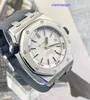 AP Calender Wristwatch Royal Oak Offshore Series 15710st Precision Steel White Plate Quarter Blue Mens Fashion Leisure Business Sports Diving Machinery Watch