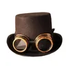 Berets Men Women steampunk top hat jeden rozmiar z okularami brązowe gotyckie akcesoria na kostiumy Fedora na imprezę cosplay