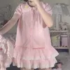 Robes sexy urbaines sweet lolita rose gâteau jupes femmes hautes taille kawai arc en dentelle volants plissés mini jupe japonaise a-ligne y2k court faldas 240403