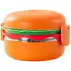 Servis Hamburger Lunch Box Portable Container rostfritt stålbehållare Lids Lagring av camping Hållare Child Child