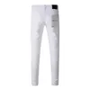 Jeans de marca de marca roxa jeans para homens baixos lixo jeans white color streetwear rasgado jeans calças calças de alta qualidade 240325