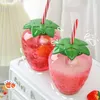 Wine Glasses Strawberry Cup Party Favors Milk Tea Students Plastic Cups Portable Water Bottle