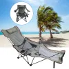 Ferméture portable tabouret extérieur chaise pliante réglable dos long chaise de camping inclinable repliant plage de plage de détente avec repose-pieds