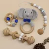 DIY Tığ Elephant Bebek Teether BPA Ücretsiz Silikon Boncuk Diş çıkarma Bilezik Bebek Emzik Klipsi Kemirgenler Ahşap Bebek Çırpma Oyuncakları 240325