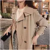 Kvinnor Trenchrockar Mishow Spring Coat Double Breasted Female Vintage Outwear Solid Tops Fashion Clothing MX20A7362 201030 Drop Delive DH7SF