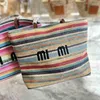 Denim Designer Bags Women Shoulder Chain Bag Clutch Flap Totes Bags Rainbow Letters Embroidery Straw Woven Woven Beach Bags Lady High Capacity Shopping Handbag