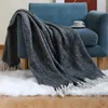 Filtar europeiska och amerikanska stickade soffa luftkonditionering av filt med tofsar reser fritid plysch