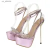 Klänningskor Liyke Runway Style Purple Platform High Heels Transparenta Sandaler för kvinnor Sexig öppen tå Bröllop Bankett Zapatos Mujer H240403