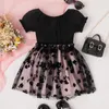 Niños Baby Girls Vestido princesa Vestido de manga corta O Neck Flower Patchwork Aline Girl Bow Bithdya Party Vestidos 47y 240403