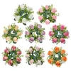 Decorative Flowers Candle Ring Artificial Wreath Flower Pillar Holder For Home Party Centerpieces Thanksgiving Living Room