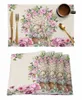 Table Mats de Pâques Fleurs aquarelle du tapis de mariée de mariée de vacances Placemat Placemat Accessoires de cuisine