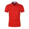 Mens broderade kortärmad poloskjorta Monokromatisk casual bomull Slim Fit 8 Colors Summer 240321