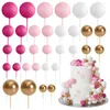 Party Supplies 32 PCS Ball Cake Topper Decorations Picks Balls For Wedding Birthday Decorating (Pink Gold)