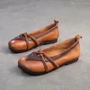 Chaussures décontractées Johnmatures faites à la main rétro authentique en cuir peu profond 2024 Portt de printemps