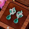 Dangle Earrings CAOSHI Graceful Green Zirconia Crystal Pendant For Women Fashion Silver Color Jewelry Engagement Ceremony Party