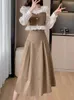 Werkjurken vrouwen elegante korte jas a-line midi rokpak slanke Koreaanse mode vrouwelijke hoge taille lange mouw lente zomer 2-stuks set