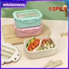 Vaisselle 1/2 pièces boîte à déjeuner en paille de blé boîtes à Bento saines sans BPA récipient de stockage pour micro-ondes tasse à soupe pour