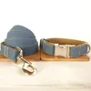 Dog Collars The Blue Jean Collar Leash Set Soft Personalized Dogs Lead With Safety Buckle For Small Medium Large Pitbull