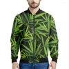 Mäns jackor Green Bamboo 3D Tryckta män Växter Löv grafisk sweatshirt Långa ärmar Cool Street Overized Bomber dragkedja jacka toppar