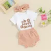 Kledingsets Lovely Sweet Style Baby Girls Summer Outfits Fashion Letter Flower Print korte mouw rompers shorts hoofdband 3 stks kinderen