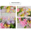 Декоративные цветы YYSD венок разноцветные ленты Bow Spring Artificial Leaves Gattans Garlands Кладбище для Валентина