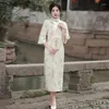 Vêtements ethniques à manches longues Cheongsam Femmes Style d'automne Amélioration des robes modernes de fête mince chinoise élégante élégante