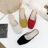 2024 Summer Suede Slippers Women Fashion Simple Comfortable Casual All Square Head Sandals