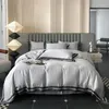 Bedding Sets White Eucalyptus Lyocell Fiber Soft Silky Summer Summer Conjunto de bordado Panda Tampa de edredão plana/equipada com lençóis fronhas