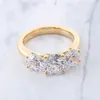 Bagues de cluster JKJY 10K Or 1.0-2.0CT D Couleur 3 Pierre Moissanite Bague de mariage pour femmes très brillantes bijoux fins