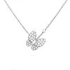 Jóias de colar de luxo para mulheres designer de colar de borboleta feminino 18k colar de ouro diamantes vermelhos bule bula branca casca de aço inoxidável Platina