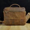 BROCKASES MEN Tjockt Bull Leather Vintage Coffee Design Business Portföljen 13 "Laptop Bag Attache Portfolio Maletin Tote Messenger B207