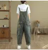 Women's Jeans Straight 2024 Spring Patchwork Streetwear Ankle-length Overalls Fashion Vintage Pocket Print Denim Jumpsuits