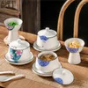 Tazze Piattini Set di tazze da caffè in ceramica in stile cinese, ciotola da dessert, zuppa al vapore