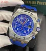 Pulso AP personalizado Relógio Royal Oak Offshore Series 26470ST Elite Blue Dial com Back Transparent para homens Tempo de moda de lazer