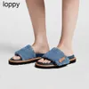 Nuevo 24SS Designer Slides Mujeres Sandalias de plataforma Classic Summer Beach Outdoor Spuffs Zapatos informales Denim Soft Flat Flat Womens Slipper