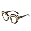 Lunettes de soleil Cat Eye Anti Blue Lumières Lumières Femmes Designer Diamonds Frame Retro Radiation Resistance Eyewea