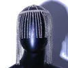 Clip per capelli Xsbody Flash Long Nappel Catena Rhinestone Head for Women Nightclub Crystal Head Abch Cappella