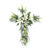 Dekorativa blommor påskliliaceous cross krans Garland Välkommen skylt 20x15.7 tum konstgjord blomma för inomhus utomhus mångsidig robust